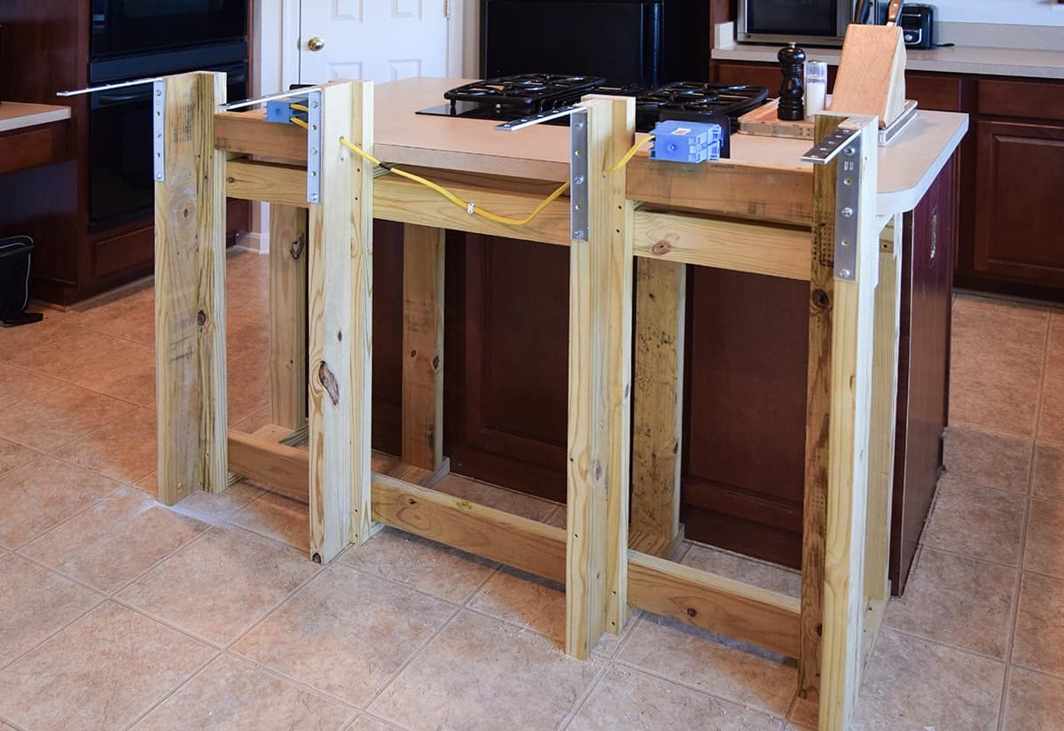 DIY Breakfast Bar Frame Built To An Existing Kitchen Island Craving 