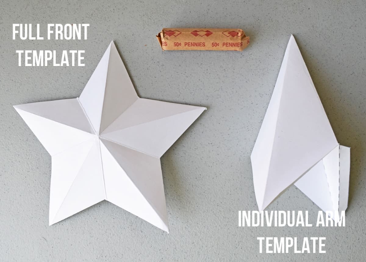 Two kinds of 3-D star templates with examples and links to template