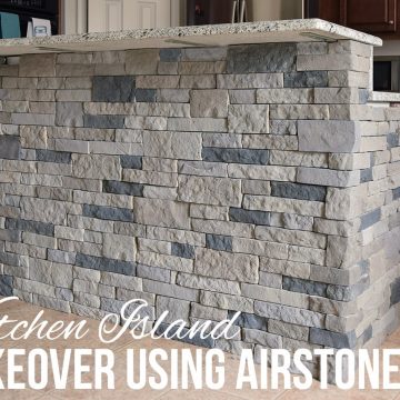 Kitchen Island or Breakfast Bar Makeover. Tutorial using Airstone to create a faux stone look in the kitchen.