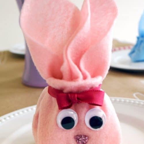 Folding a Bunny Napkin or felt to hold candy for easter