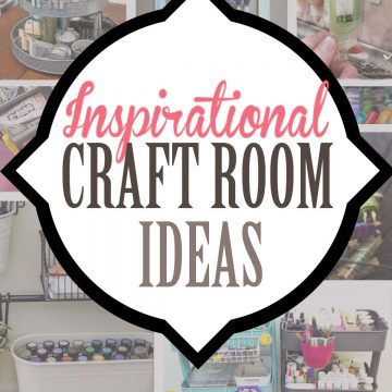 Collage of craft room organization ideas including bins, stands, and drawers. Overlay reads craft room ideas.