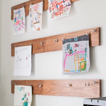 Create a fun children's fine art gallery in your playroom to display your kid's art