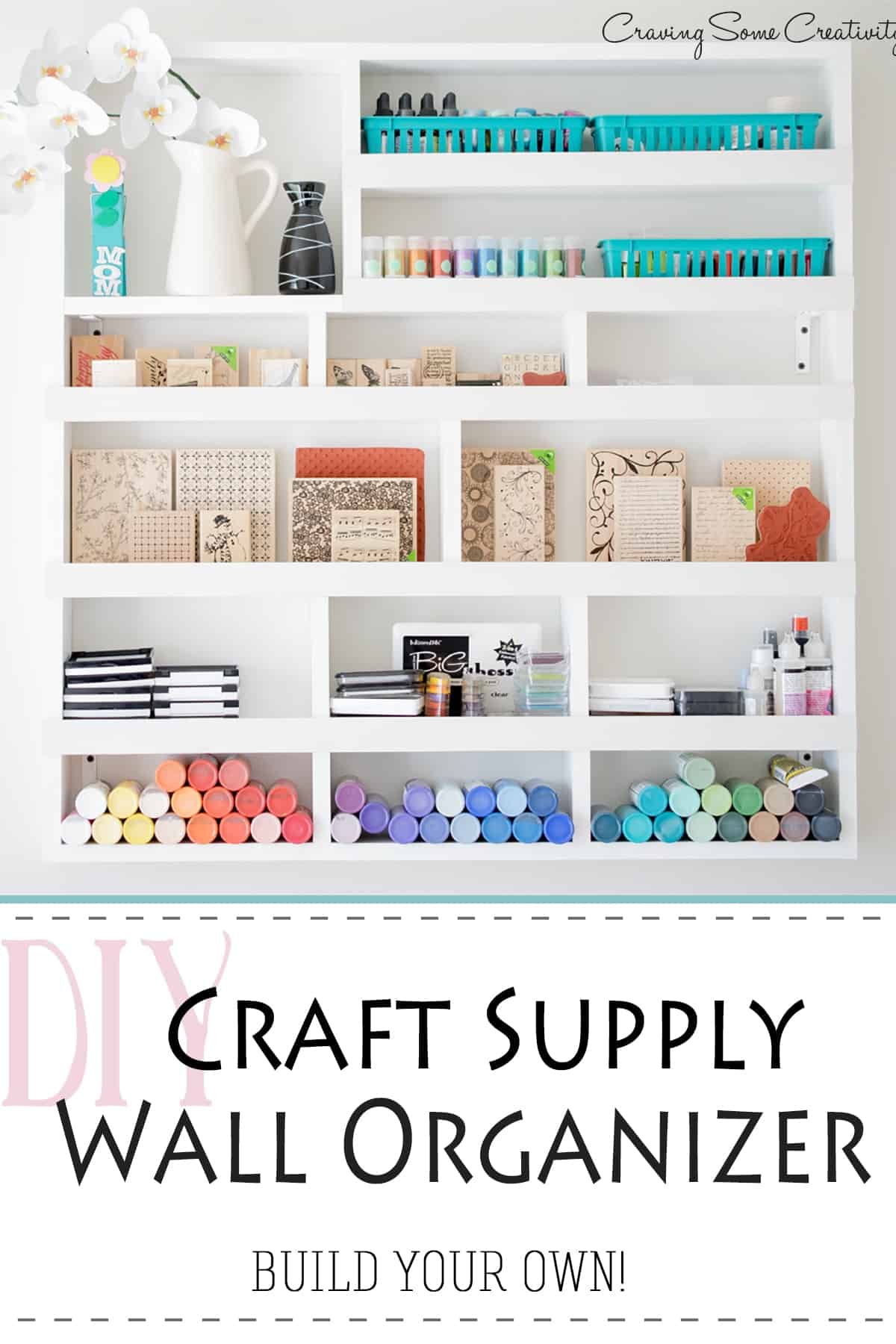 Craft Supply Storage and Organization on the wall - pretty DIY organizer that you can build yourself!