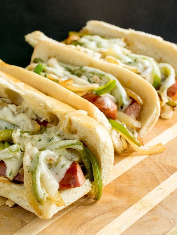 Kielbasa Hoagie Sandwiches with Sausage and Peppers - This is some perfect tailgating food! Man Food! Easily grilled or sauteed on a stove if you doing some homegating.