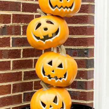 Stacked Pumpkin Heads - Pumpkin Topiary for Halloween Front Door Decorations