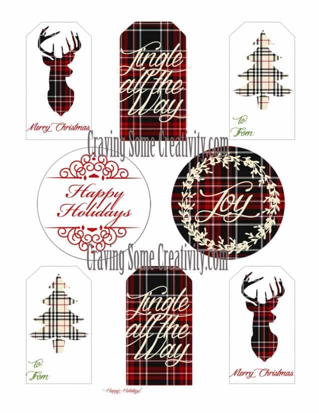 Free Printable Holiday Gift Tags- Christmas Plaid Edition.