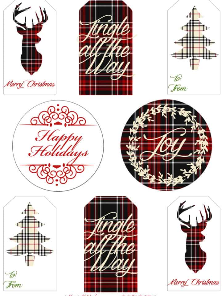 Free Printable Holiday Gift Tags- Christmas Plaid Edition.