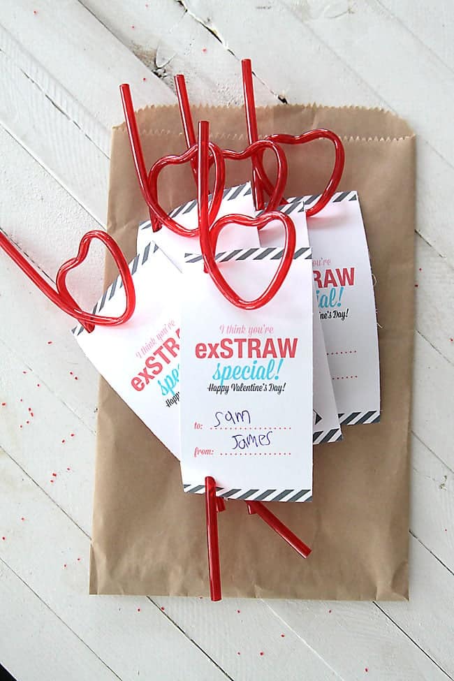 You're Ex-straw Special Valentine with red heart-shaped bendy straws.