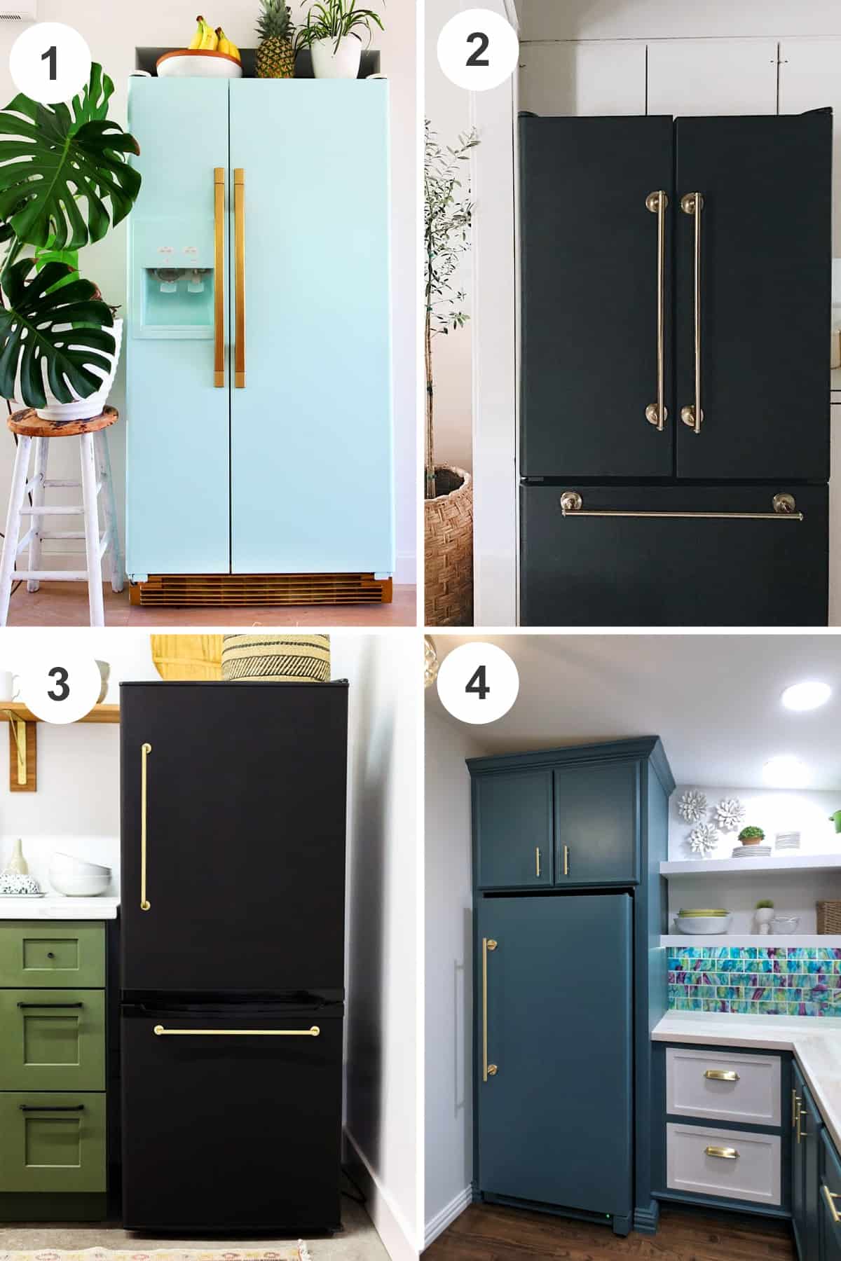 Painted refrigerator makeovers that look sleek and modern.