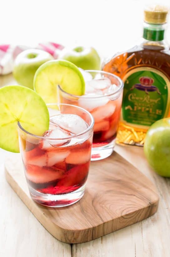 Pomegranate Apple Cocktail ~ slightly sweet, tart, and bursting with fruity flavor...Featuring Apple Crown, this cocktail is a perfect make-ahead cocktail for entertaining, especially during the fall and holidays.