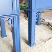 Two side tables showing a difference in sheen.