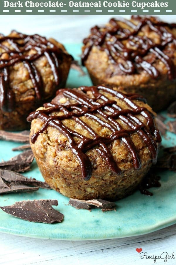 Wholesome Dark chocolate cookie inspired cupcakes with crisscross dark chocolate drizzle  