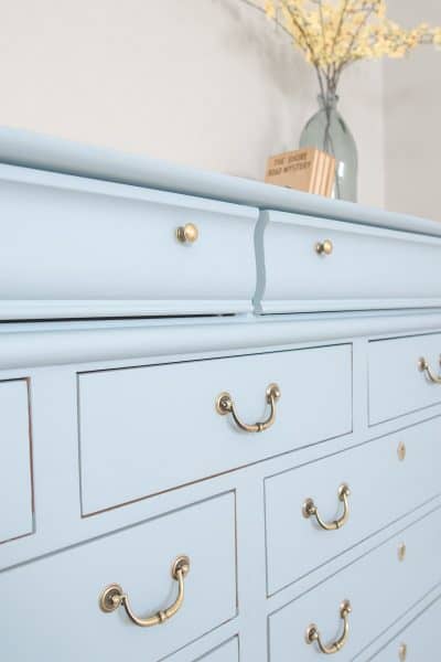 DIY Dresser transformation after photo with light blue fusion mineral paint