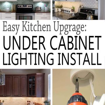 Collage of cabinet lighting ideas for how to put lights under cabinets.