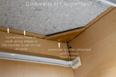 Underside of a granite countertop to show how it is installed.