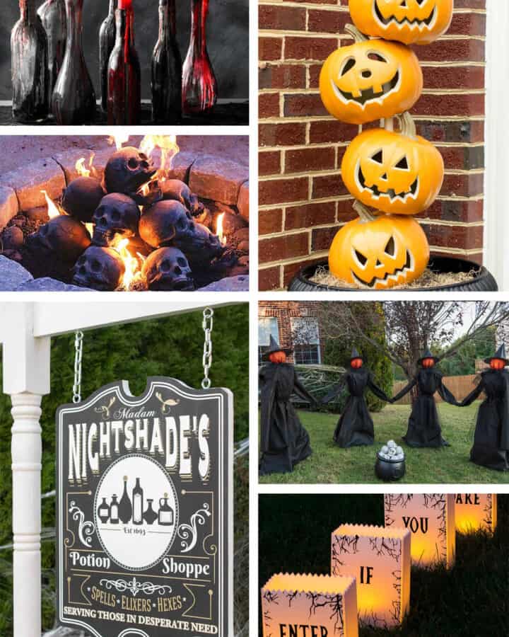 collage of easy Halloween decor ideas.