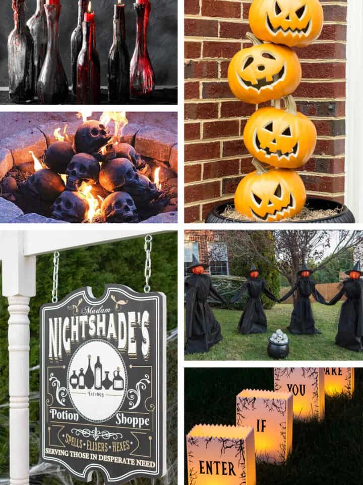 collage of easy Halloween decor ideas.