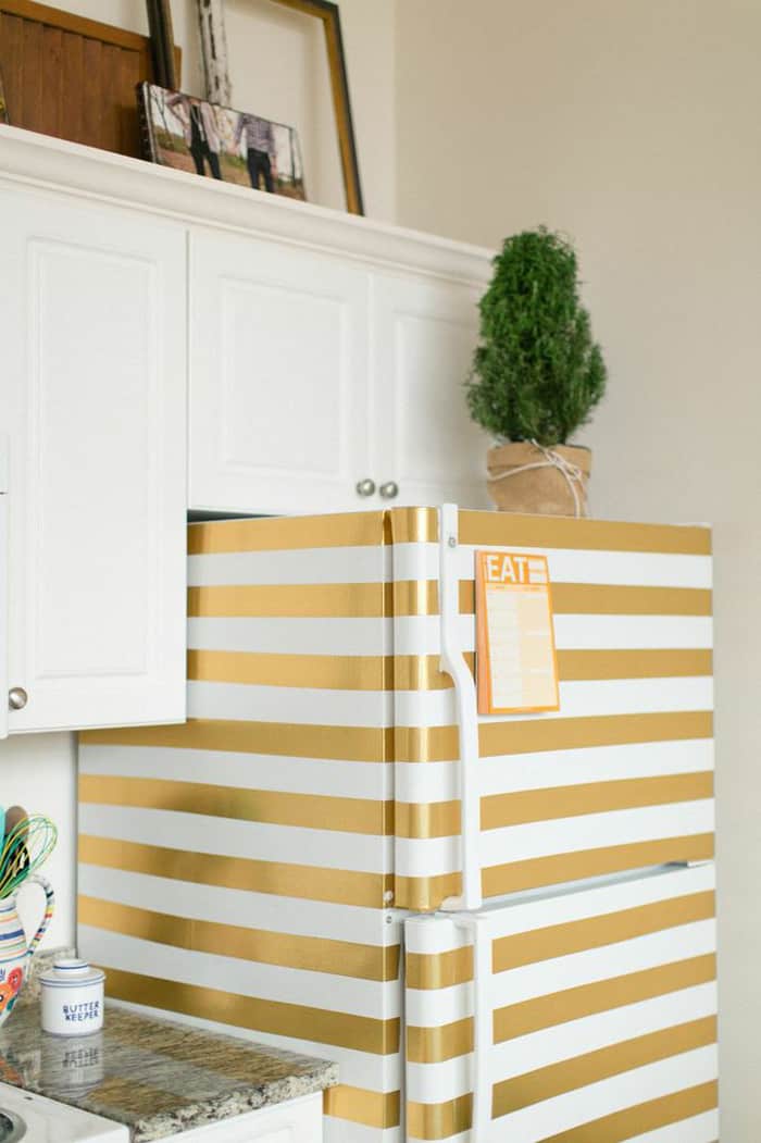 Gold stripe tape refrigerator.