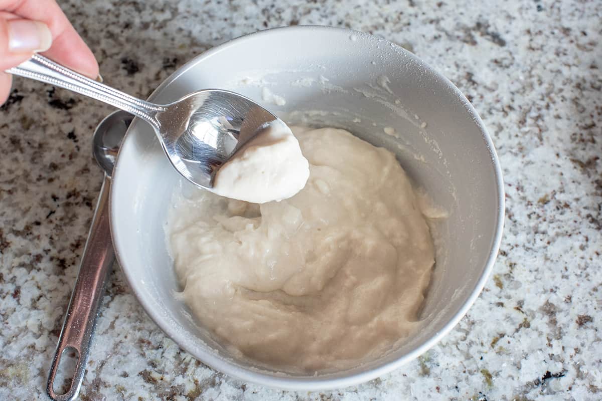 Making a thick paste for cleaning brass handles.