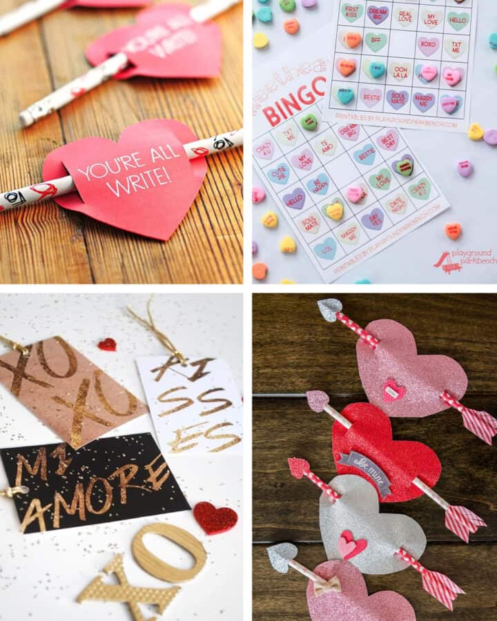 collage of printable valentine gifts