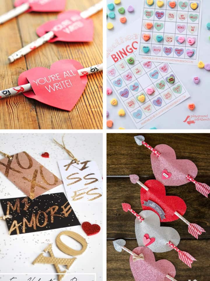 collage of printable valentine gifts