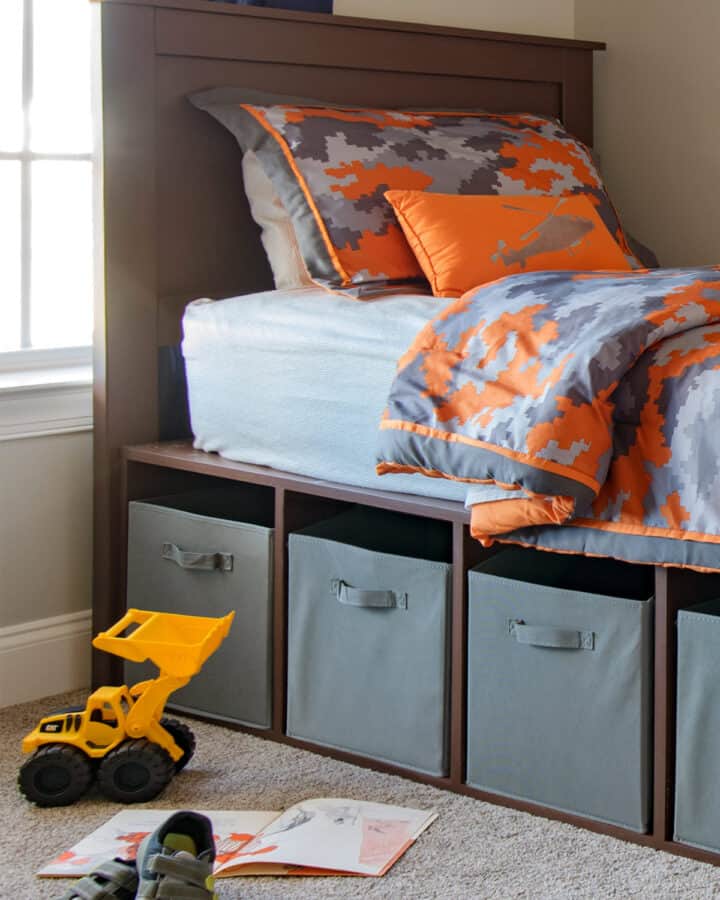 How To Build a DIY Platform Bed for a Child or Toddler. This storage bed includes all the plans and materials needed.