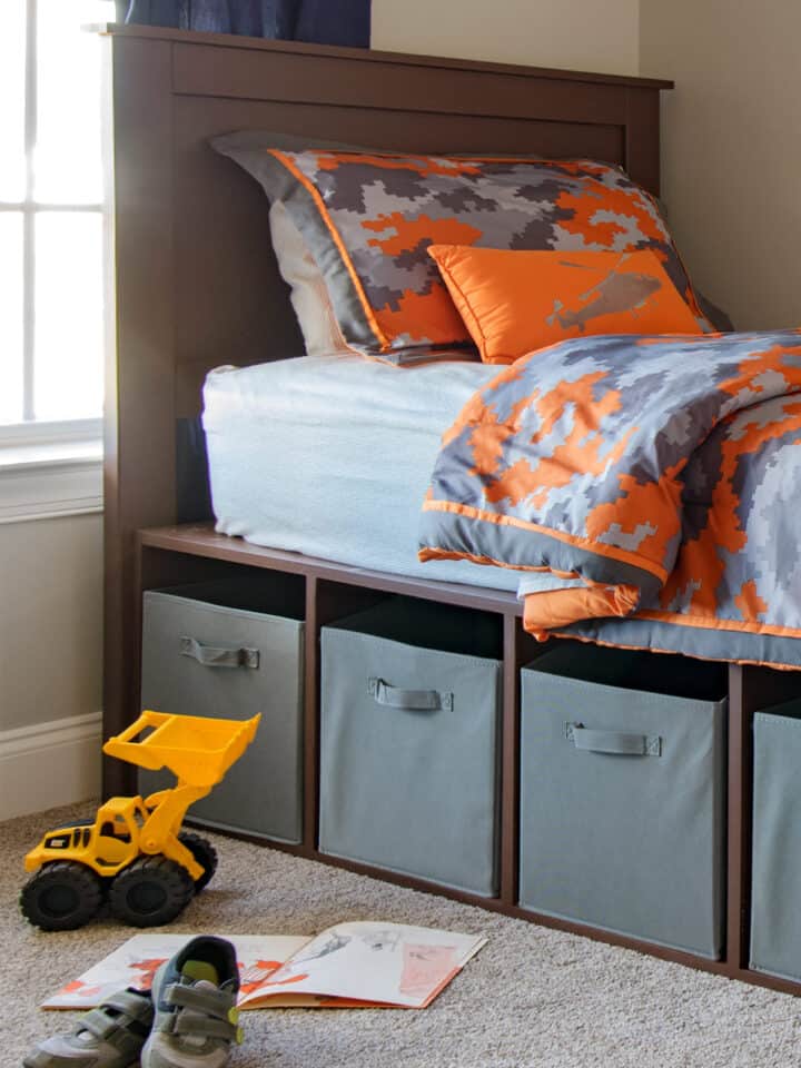 How To Build a DIY Platform Bed for a Child or Toddler. This storage bed includes all the plans and materials needed.