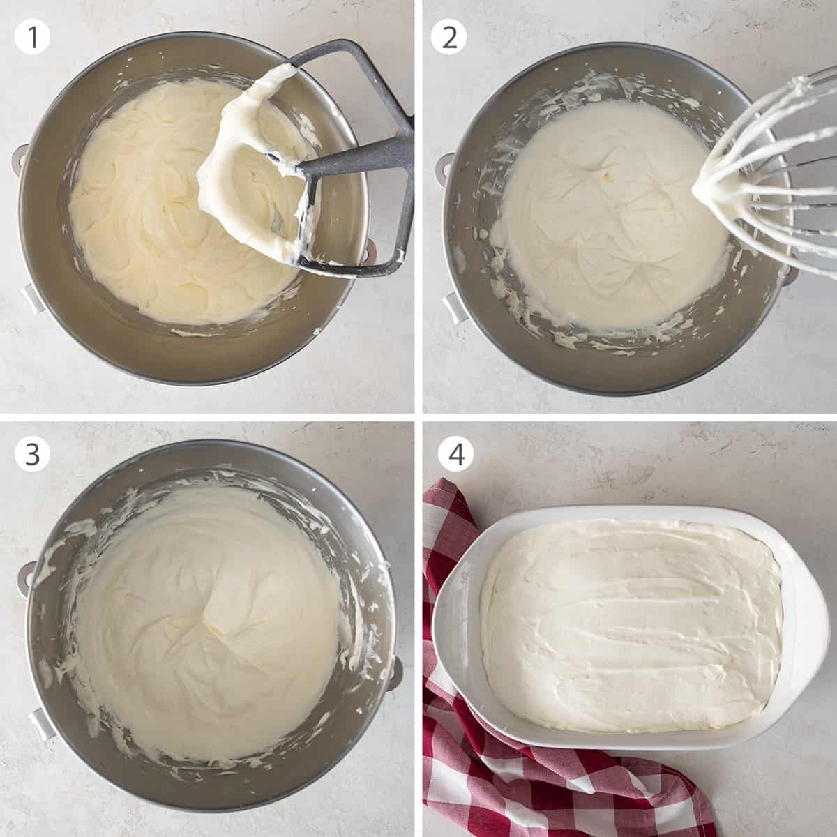 Steps to making no bake cheesecake.