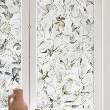 Decorative window film that looks like stained glass.