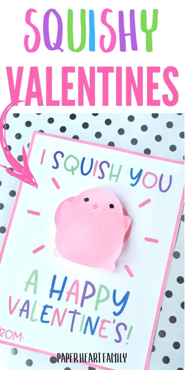 A valentine card with squishy toy attached.